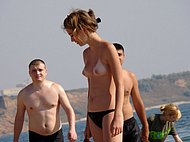 On nudis the beach asian