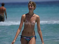 Beach topless on boobs