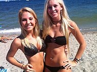 Lesbians on beach banging